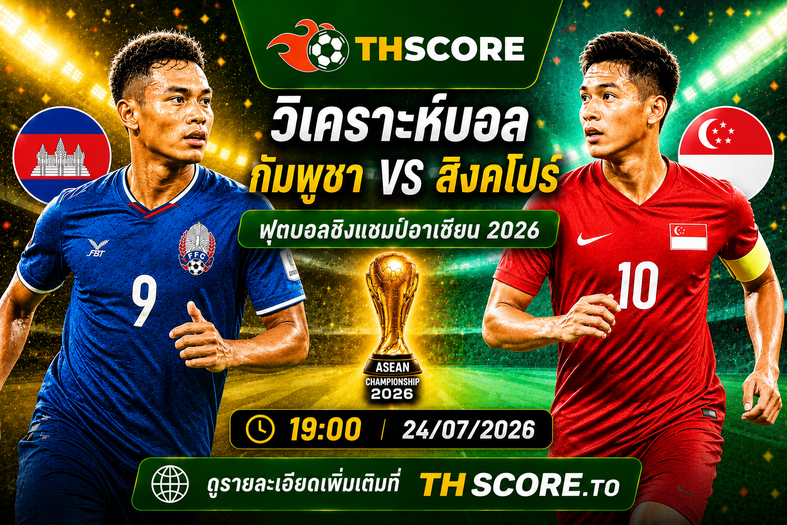 วิเคราะห์บอล กัมพูชา พบ สิงคโปร์ 19:00 วันที่ 24/07/2026 – อาเซียน คัพ 2026
